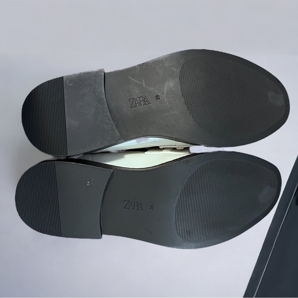 ⚪️ NWT ZARA LOAFERS LOW HEEL AND ROSE GOLD CHAIN 39 CHUNKY  LOAFERS - Picture 3 of 7